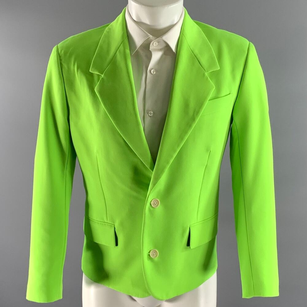 VERSACE Size 38 Green Neon Polyester Blend Notch Lapel Sport Coat